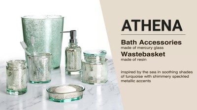 Athena Blue and Silver Resin Wastebasket