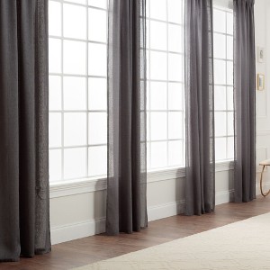 Chanasya 2pk Faux Belgian Flax Semi Sheer Window Curtain Panels - Set of 2 - 1 of 4