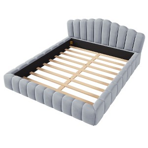 NicBex Queen Size Velvet Upholstered Bed Frame with Shell-Shaped Headboard for Adults,Boys,Girls - 1 of 4