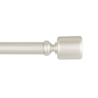 Matte Nickel Adjustable Iron Curtain Rod with Cylinder Finials, 36"-72"