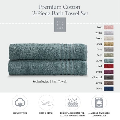 Aqua Turkish Cotton 2-Piece Bath Towel Set