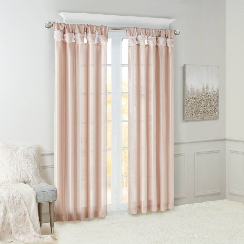 Lillian Twisted Tab Light Filtering Lined Curtain Panel, 3 of 10