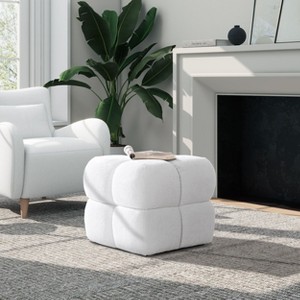 PAGED 18.5 Inch Boucle Fabric Ottoman, Modern Low Cushion Footrest Ottoman with High-density Foam for Living Room, Bedroom - 1 of 4