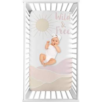Sweet Jojo Designs Girl Photo Op Fitted Crib Sheet Desert Sun Pink and Taupe