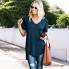 Amaryllis Women's Short-Sleeve Casual V-Neck High-Low Hem Tee Soft Lightweight Comfortable - 2 of 4
