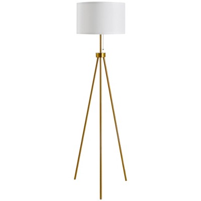 59.75" Standing Floor Lamp Fabric Lampshade Steel Tripod for Living Room Bedroom Office House Home, Gold