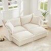 Oversized 83.4" Chenille Slipcovered 2 Seater Modular Sleeper Sectional Sofa Bed with French Edges and Removable Covers, 4-Piece Free combination - 3 of 4