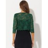 Allegra K Women's Elegant 3/4 Sleeve Sheer Floral Lace Cropped Bolero Shrugs - 4 of 4