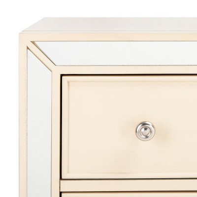 Antique Beige 3-Drawer Mirrored Night Table