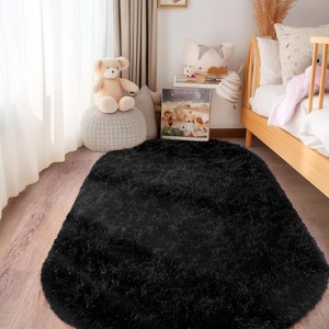LOVEVOOK Fluffy Oval Rug, 2.6x5.3 Feet Rugs for Bedroom Girls And Boys Aesthetic, Bedside Bedroom Rug, Soft Carpet Modern Area Rugs Home Deco - 1 of 4