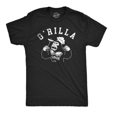 Мужские футболки Crazy Dog T-Shirts, Inc. Mens Funny T Shirts Grilla Sarcastic Gorilla Graphic Novelty Cooking Tee for Men - Crazy Dog Men's T Shirt Gift for Dad Black XXL