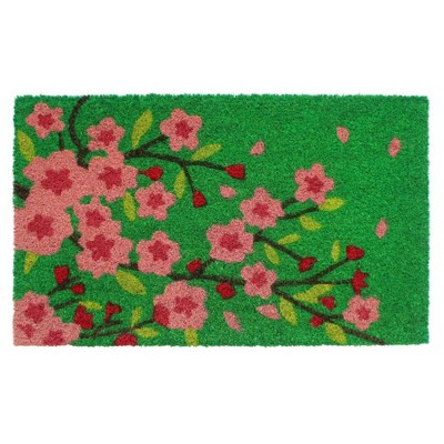 1'6" x 2'6" Tufted Floral Tree Coir Doormat Pink/Green - Raj