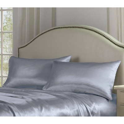 Queen Silver Satin Charmeuse Sheet Set with Pillowcases