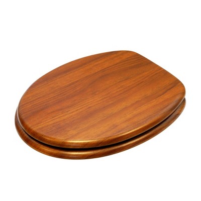 Sanilo 210 Elongated Molded Wood Adjustable Toilet Seat with No Slam, Soft-Close Lid, Stainless Steel Hinge, and Unique Design, Mahogany