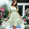 Anna-Kaci Women's Crochet Detail Clip Dot Textured Ruffle Flared Fashion Dress - 2 of 4