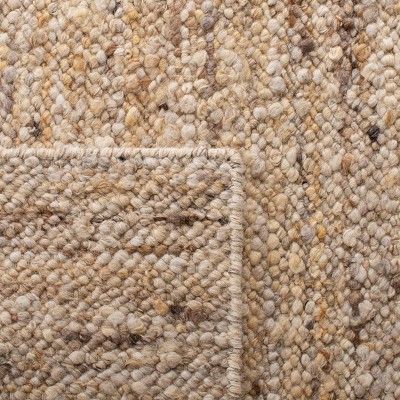 Coastal Charm Hand-Woven Beige Wool Rectangular Rug