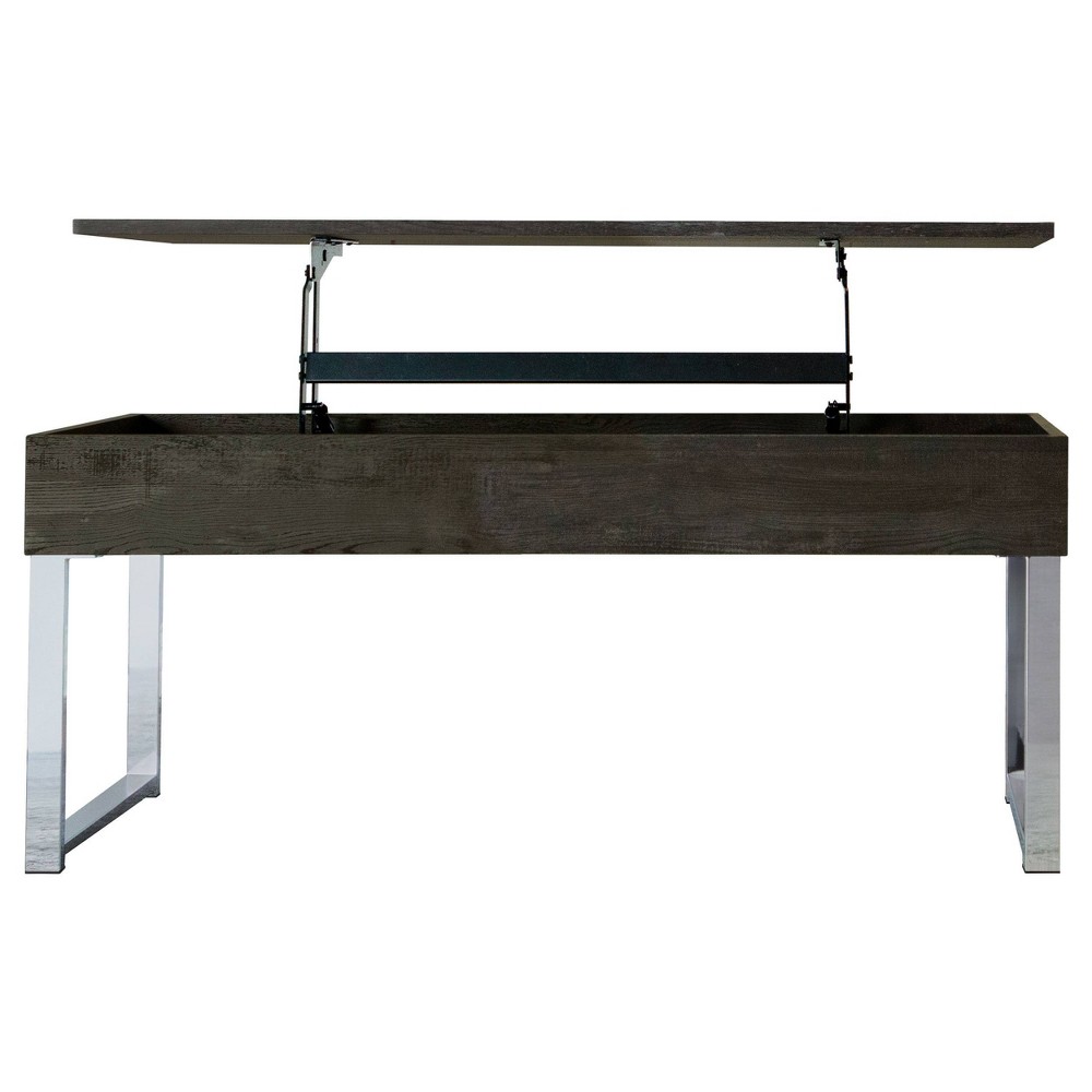 Photos - Dining Table Baines Lift Top Coffee Table Dark Charcoal/Chrome - Coaster