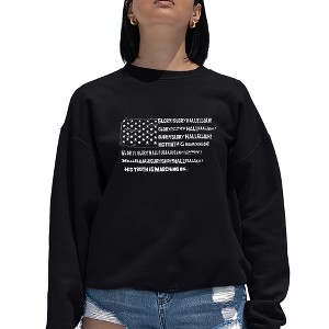 LA Pop Art Women's Word Art Crewneck Sweatshirt - Glory Hallelujah Flag - 1 of 4