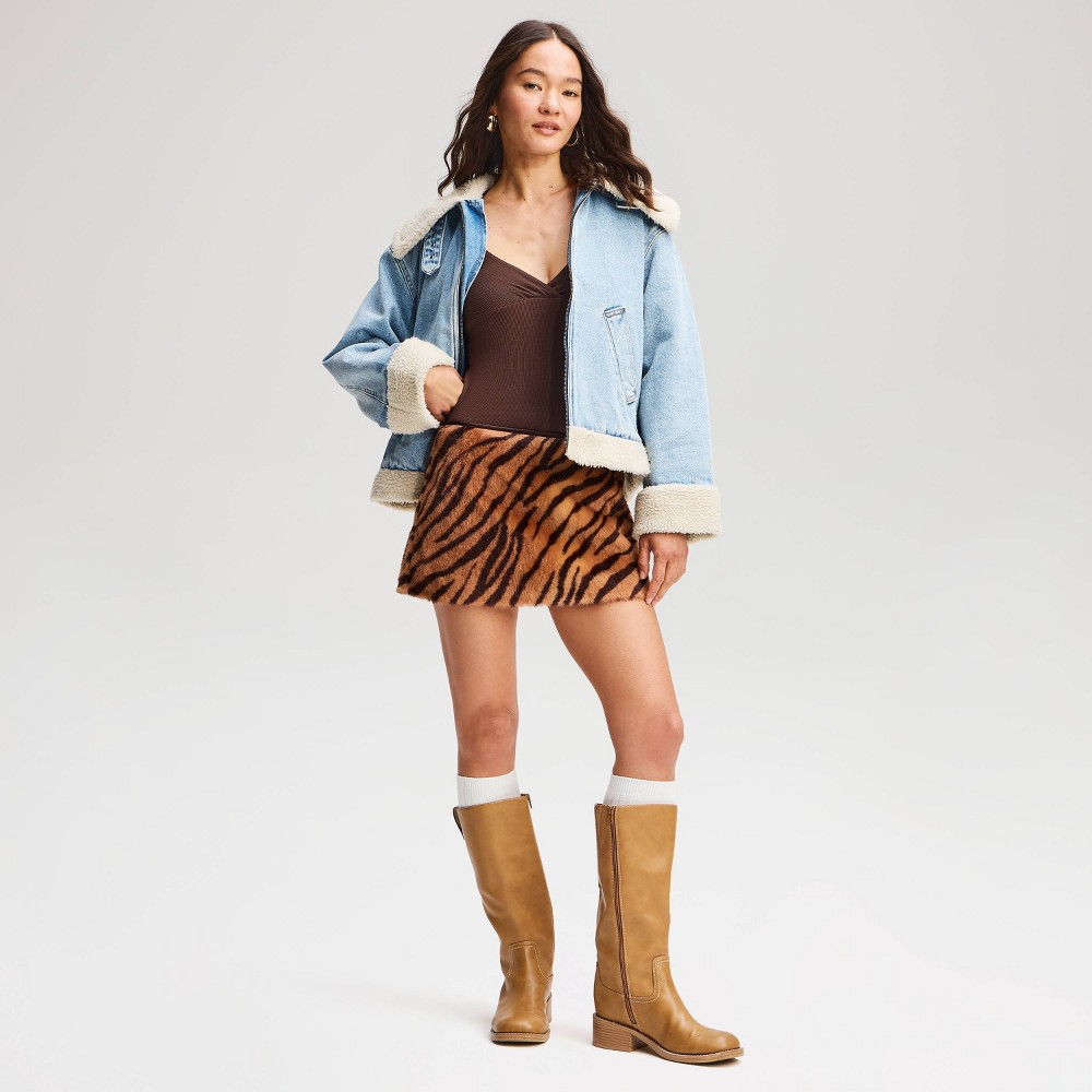 Women's Mini Pony Faux Fur Skort - Wild Fable™ Tiger Print XXS