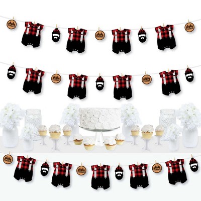 Big Dot of Happiness Lumberjack - Channel the Flannel - Buffalo Plaid Party DIY Decorations - Clothespin Garland Banner - 44 Pieces