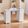 VEVOR Manicure Table, Nail Table Station with Electric Dust Collector, Moveable Nail Tech Desk with 8 Wheels (4 Lockable), White - 2 of 4