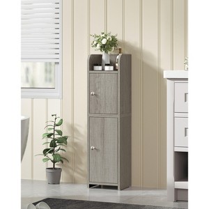 USIKEY Bathroom Storage Cabinet, Narrow Cabinet with Doors and Adjustable Shelves, Corner Bathroom Cabinet, Bathroom Storage for Small Spaces - 1 of 4