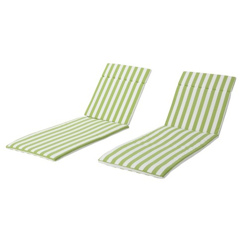 Salem Set Of 2 Chaise Lounge Cushions Green And White Stripe