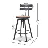 GDFStudio Theo Modern Industrial Fir Wood and Iron Adjustable Swivel Barstool, Brown and Black Brushed Silver - 3 of 4