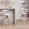 HDZNVF Set of 2 Swivel Counter Height Bar Stool, Fabric Seat with Water Transfer Printed Metal Frame, Beige - 3 of 4