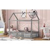 DOMETOUR Twin Size Wood House Bed with Fence and Door, Gray(Old SKU: WF303131AAE) - 4 of 4