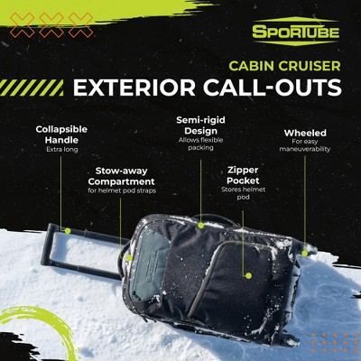 Sportube Cabin Cruiser Wheeled Carry-On Boot Bag Travel Gear, Graphite Topo — фото 3