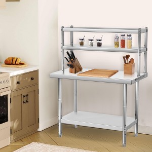Stainless Steel Table with Overshelves,Heavy Duty Metal Kitchen Prep Table, Commercial Workstation for Home Kitchen Restaurant Garage Warehouse - 1 of 4