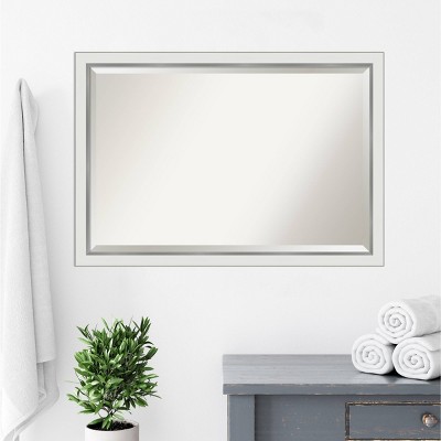 Eva Narrow White Silver Rectangular Bathroom Vanity Wall Mirror