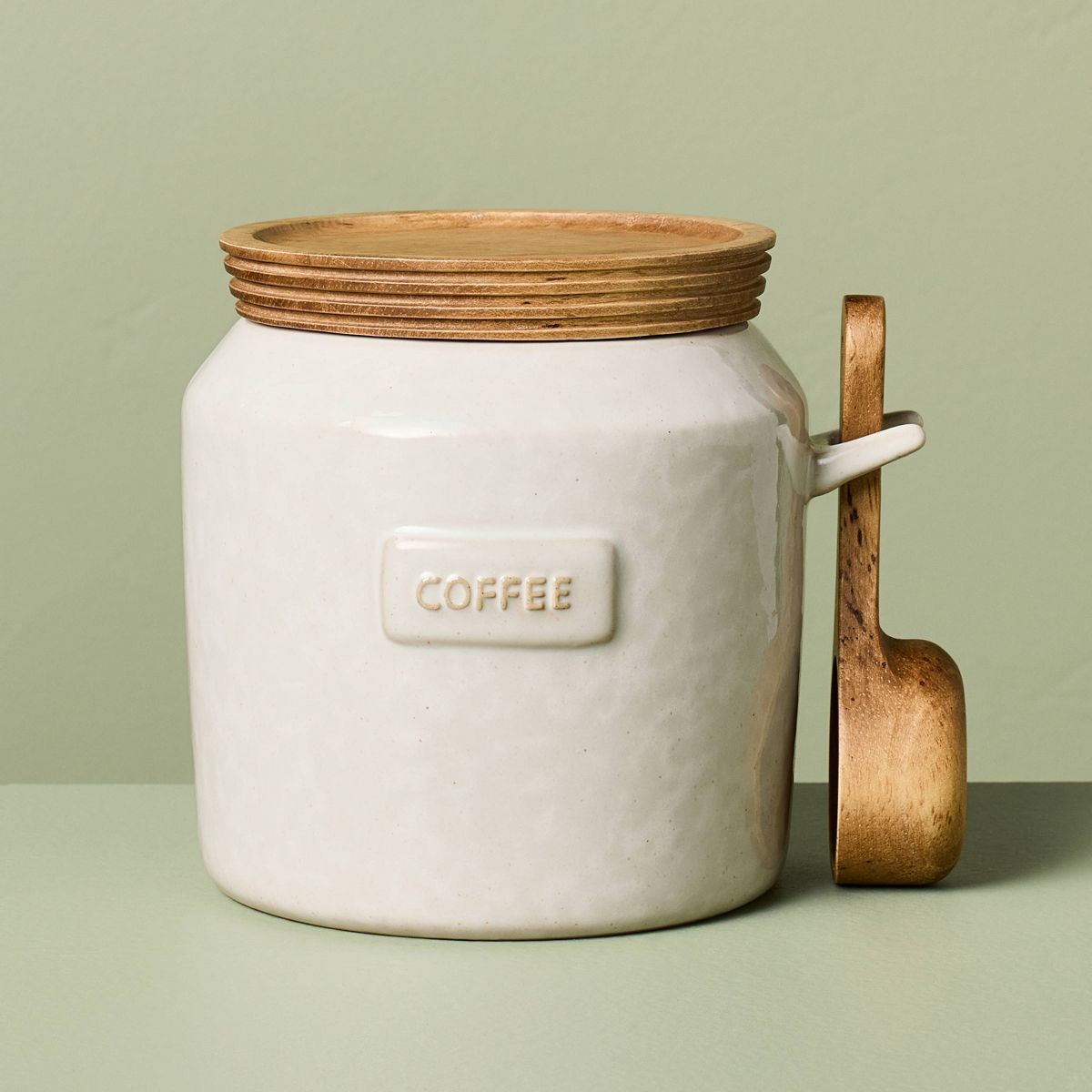 13.87 fl oz Ceramic Stoneware Core Coffee Storage Canister Sour Cream - Hearth & Hand™ with Magnolia