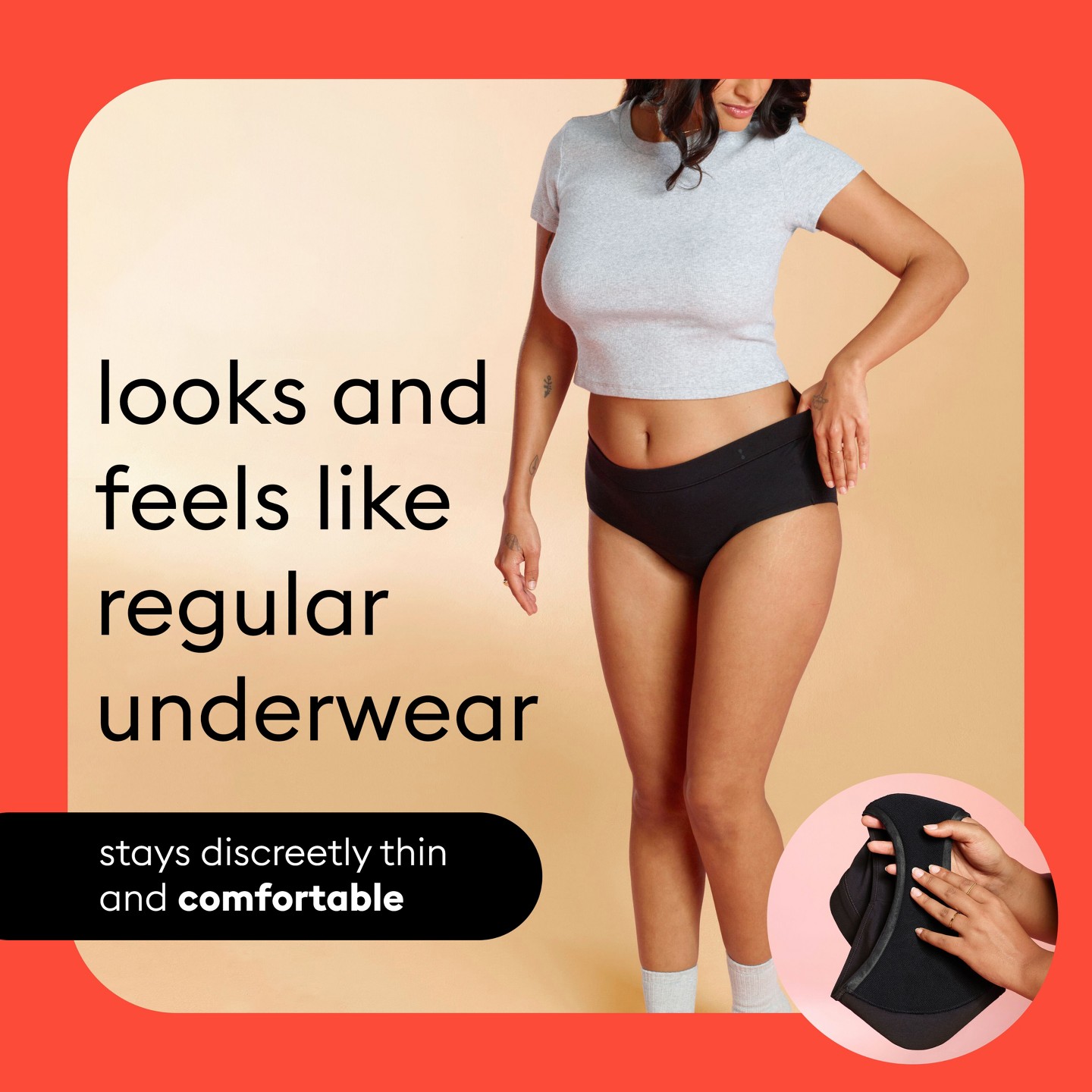 Трусы-брифы Absorbency, защита от протекания — Thinx, цвет: Чёрный — фото 7