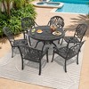 7-Piece Cast Aluminum Outdoor Dining Set: Round Table, Stackable Chairs & Brown Cushions - All-Weather Patio Furniture for Your Backyard - 2 of 4