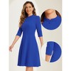 INSPIRE CHIC Women's Vintage 3/4 Sleeves Stand Collar Office Work Elegant A-Line Dress - 2 of 4