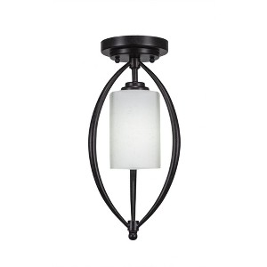 Toltec Lighting Marquise 1 - Light Flush Mount in  Dark Granite with 4" White Muslin Shade - 1 of 1