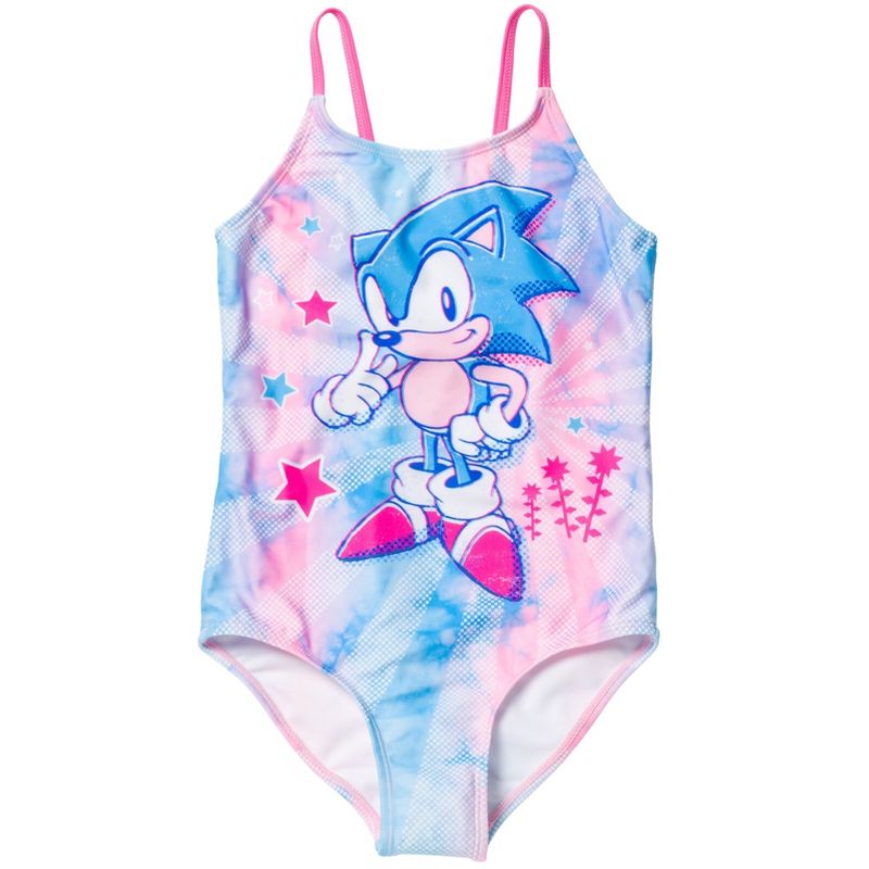 SEGA Sonic the Hedgehog Girls One Piece Bathing Suit Little Kid to Big Kid, 1 of 9