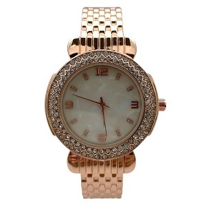 Olivia Pratt Round Face Rhinestone Bezel Bangle Women Watch - 1 of 3
