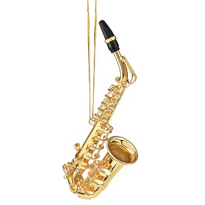Collections Etc Gold-Tone Finish Saxophone Christmas Ornament - 1 of 2