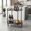 Rosary Blenn Modern Gold Bar Cart with Wheels – 2-Tier Rolling Serving Trolley - 3 of 4