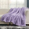 Cozy Bliss Faux Fur Plush Decorative Blanket, Cozy Warm Striped Throw - 2 of 4