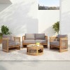 4 PCS Patio Seating Set, Curved Tub Design Chairs and Loveseat with Woven Rope Accents, Acacia Wood Chairs with Polyester Cushion-Coolbibila - 3 of 4