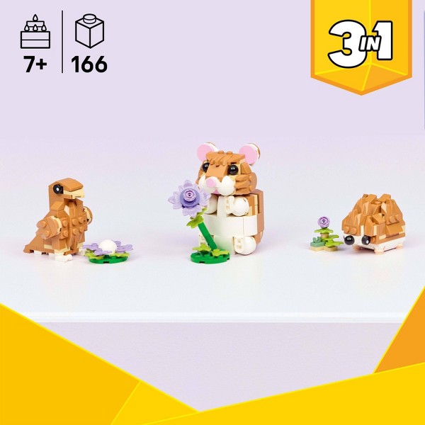 LEGO Creator 3 en 1 Lindo Hámster con una Flor 31376 2