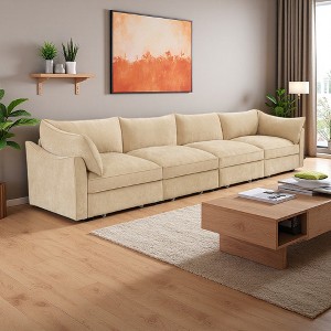 146.4" Chenille Modular Sectional Sofa with Storage Drawers Under Each Seat - 1 of 4