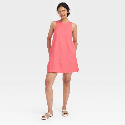 Women's Linen Mini Shift Dress - A New Day™ Pink S : Target