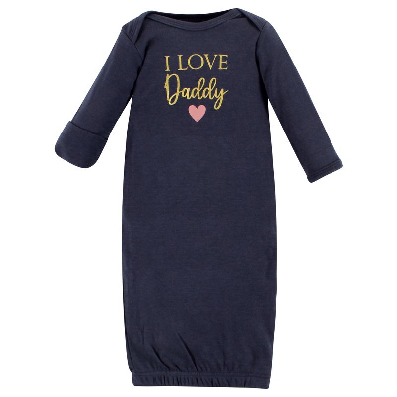 Hudson Baby Infant Girl Cotton Gowns, Girl Daddy Pink Navy, 3 of 6
