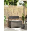 Patio Storage Bench with Cushion Gray Poly Rattan - 3 of 4