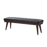 Olga 55.5" Wide Mid-century modern genuine leather Bedroom Bench |ARTFUL LIVING DESIGN
